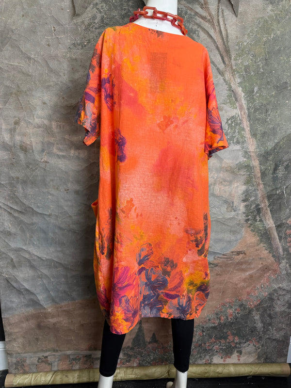 90847P Painted Presence Dress-Coral Orange