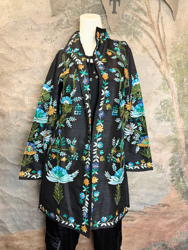 ANU 19969 Silk Embroidered Jacket-Lapis