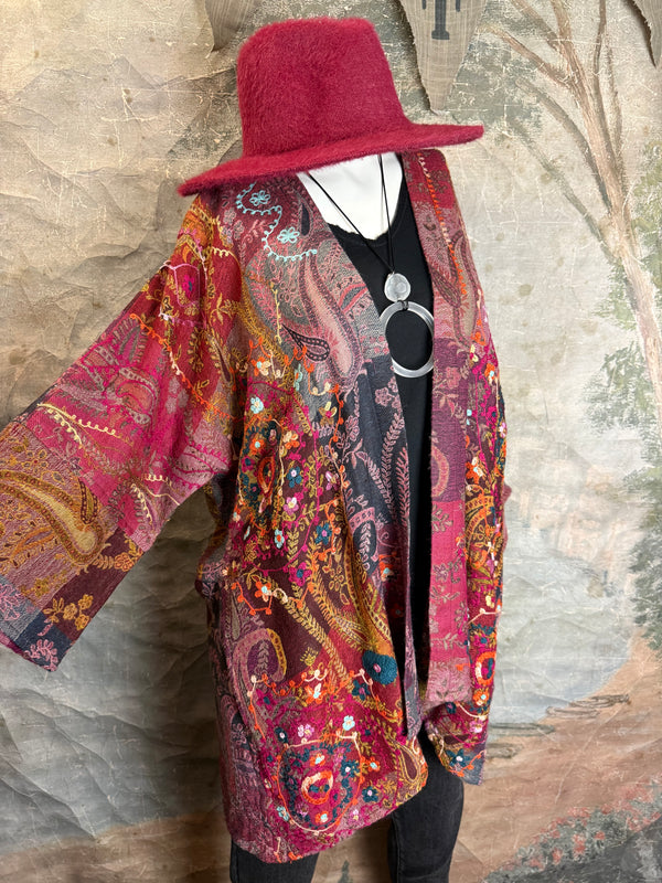 ANU 19828 Embroidered Duster JKT-Macroon