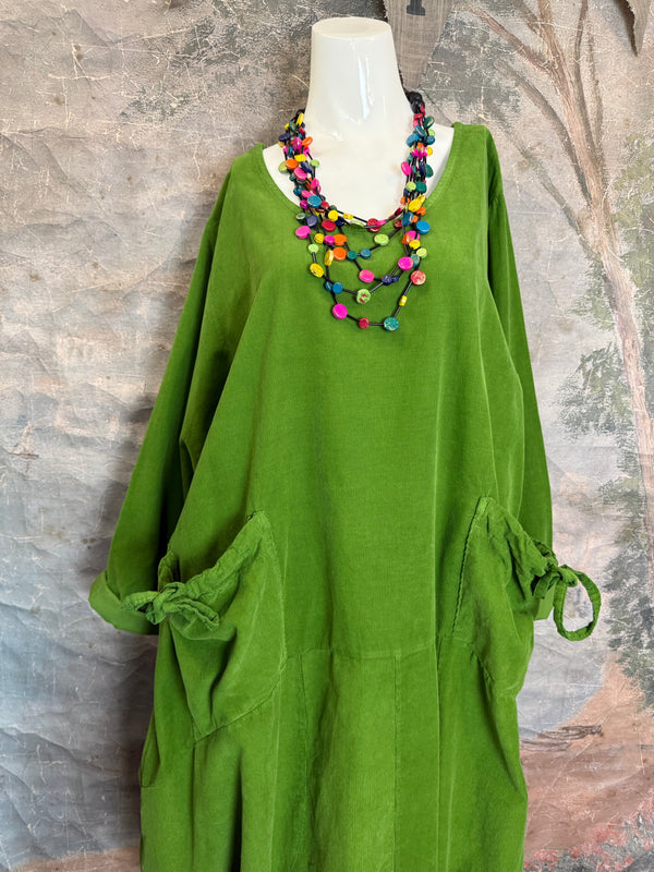 92003 Corduroy Pocket Dress-Kiwi