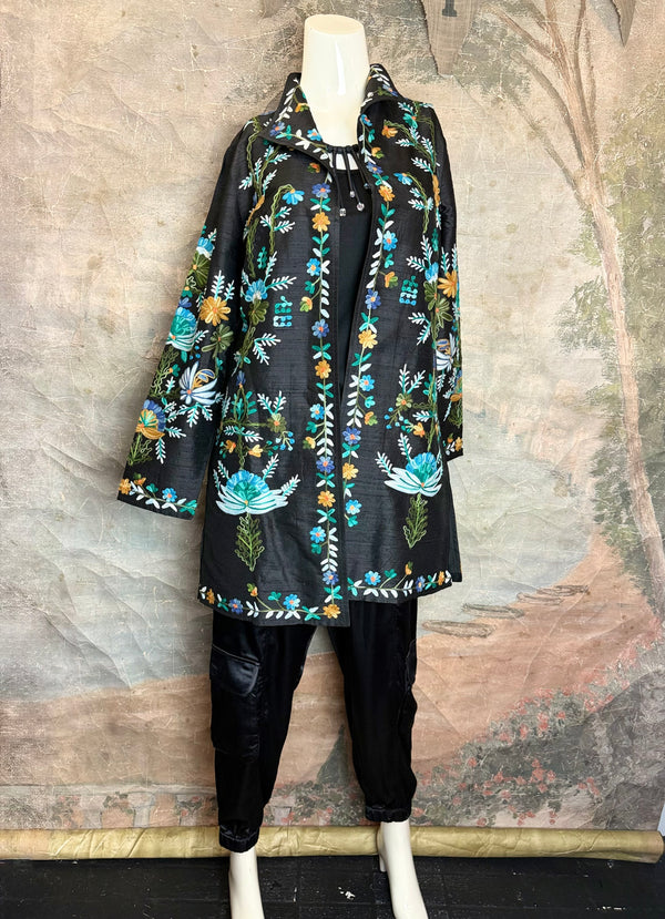 ANU 19969 Silk Embroidered Jacket-Lapis
