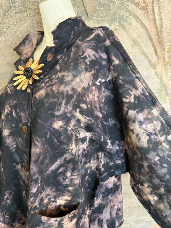 AS5801T Cardi Dyed Jacket-Black Smoke