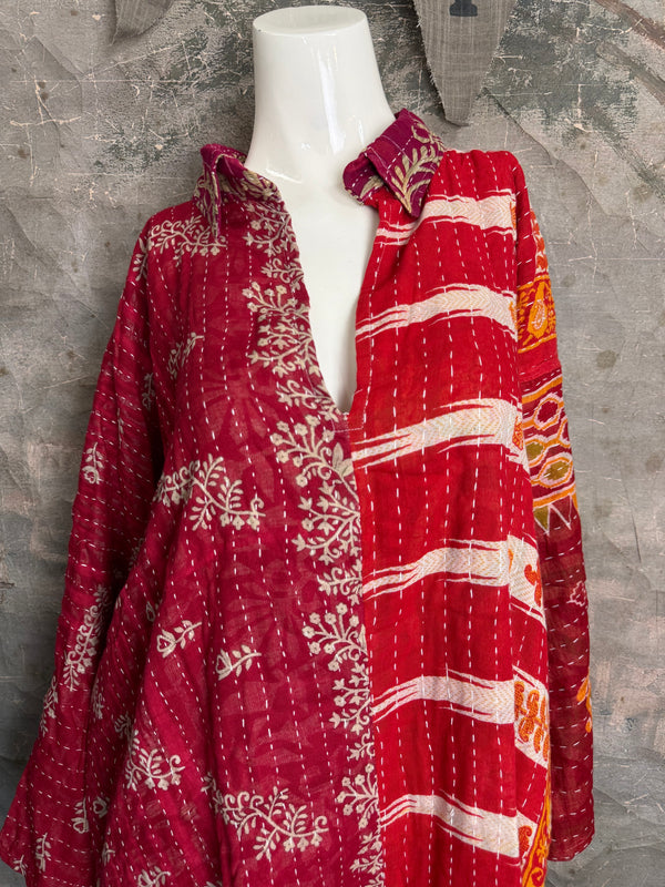 1013w Long Kurta Shirt Dress-Hazel