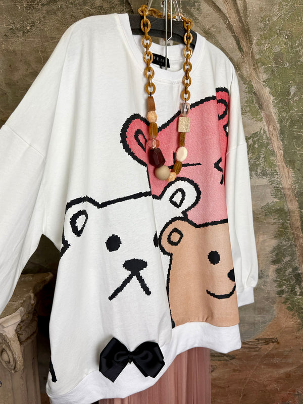 TF-5737 Teddy Gals W/Bow Sweatshirt Tee