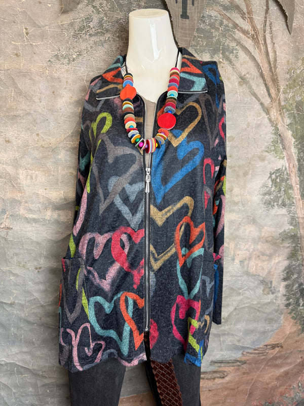 25842 Whimsy Chic Hearts Zipup Jacket