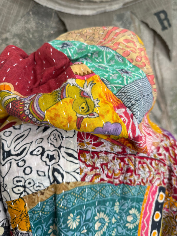 1012w Kantha Poncho Hoodie Dress-3