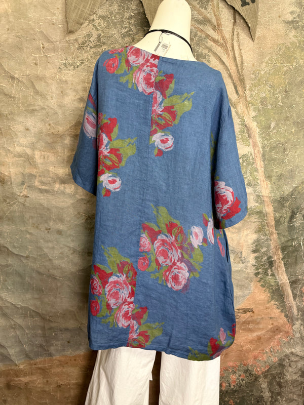 90645-62 Rose Pocket Tunic-Blue
