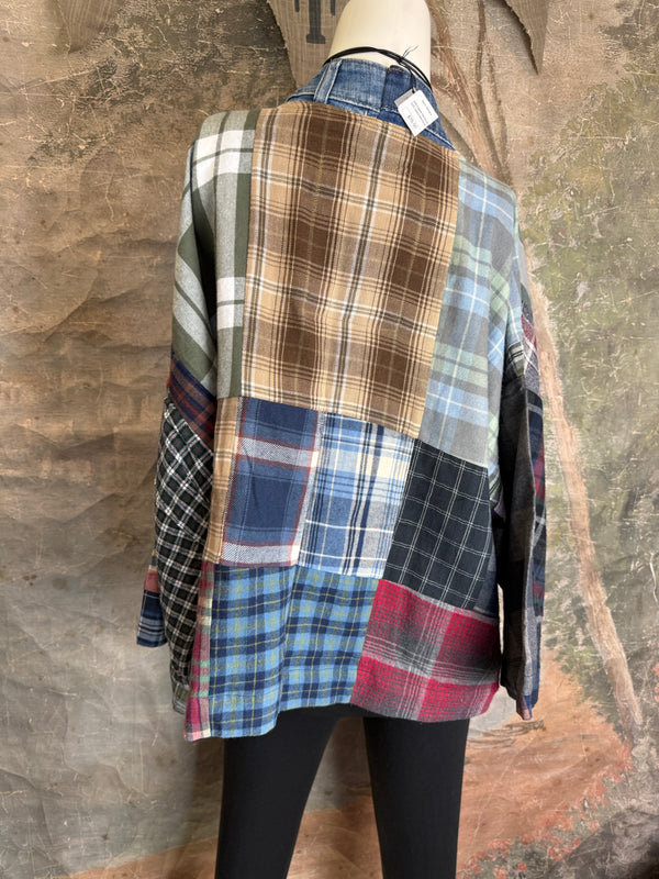 5572-Short Flannel Patchwork Duster-D