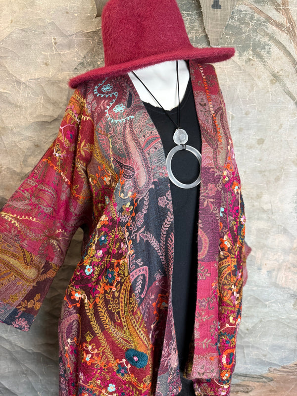 ANU 19828 Embroidered Duster JKT-Macroon