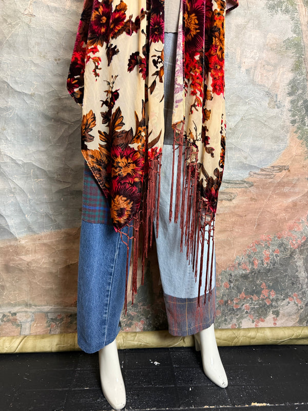 5824 Burnt Velvet Floral Kimono