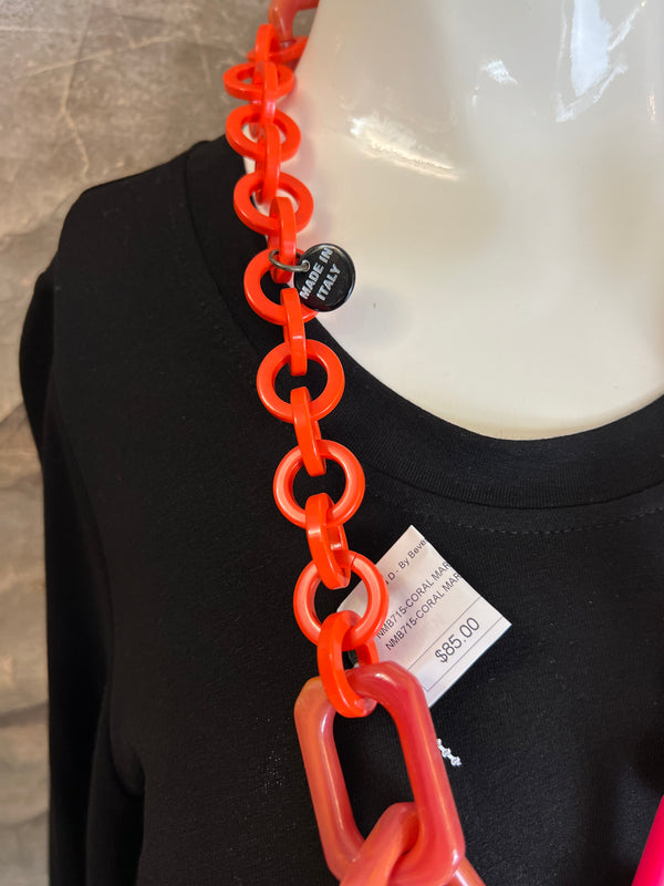 NMB715-CORAL MARBLE NECKLACE