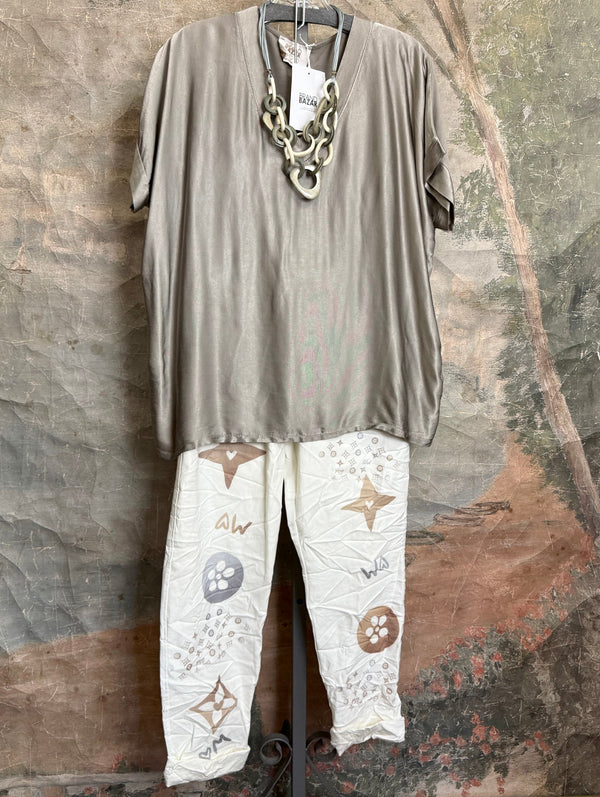 0A910 Pull On Stretch Pants-Lucky Star