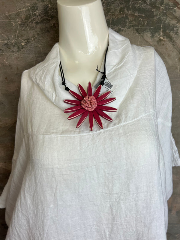 6250 Linen Cowl Neck Boxy Top-White