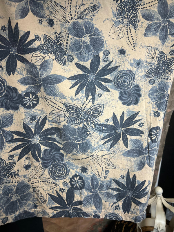 ID715 Floral Elbow Tunic Tshirt-Mushroom