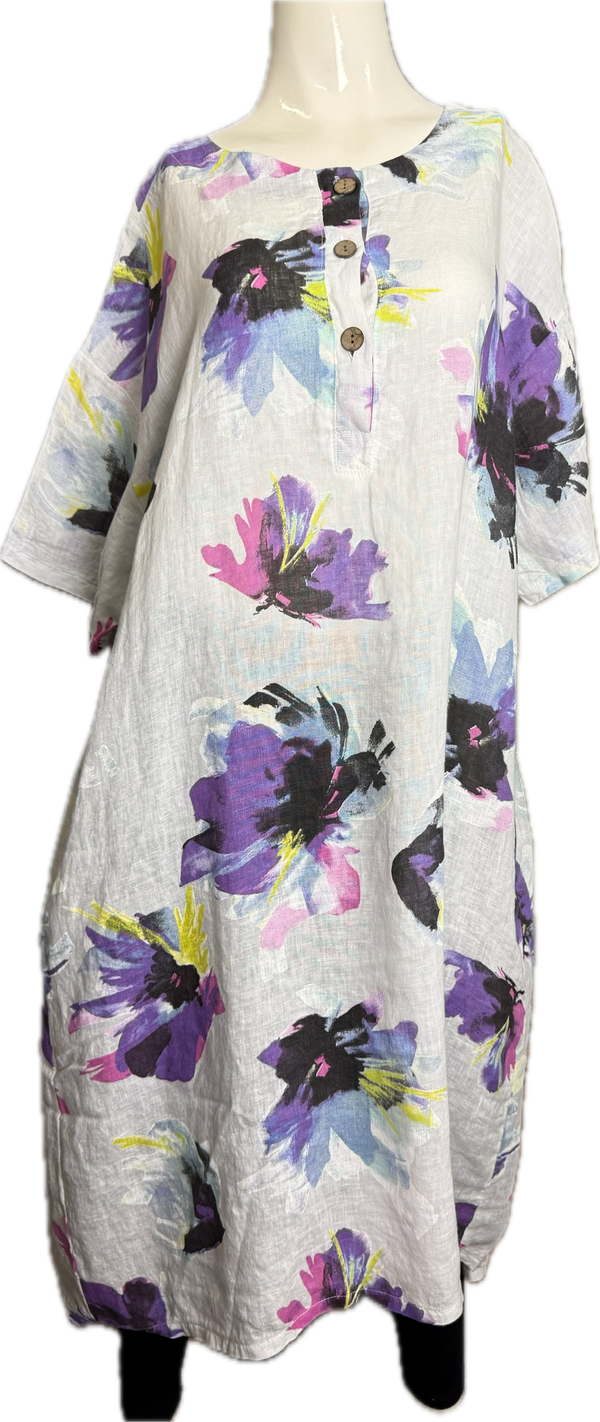 91877-52 Artful Bloom Dress-White