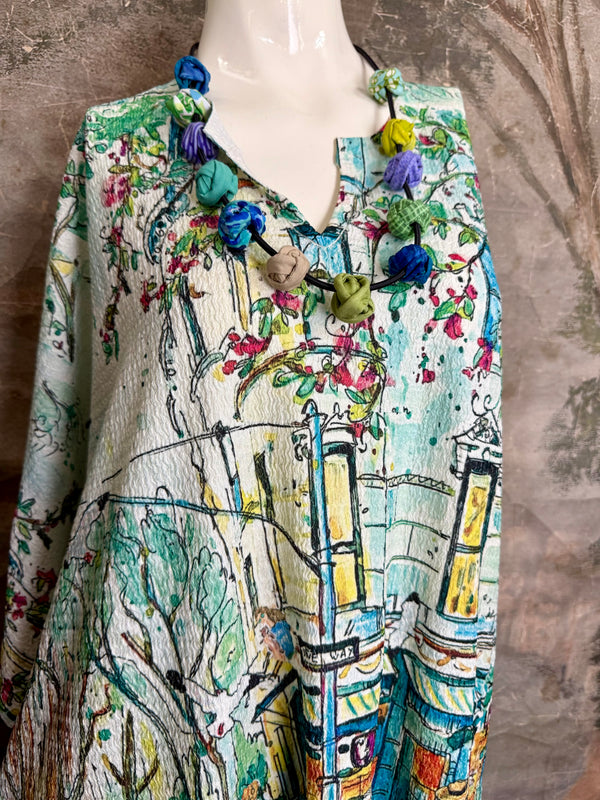 T1029YO Vneck Pullover Top-City Life