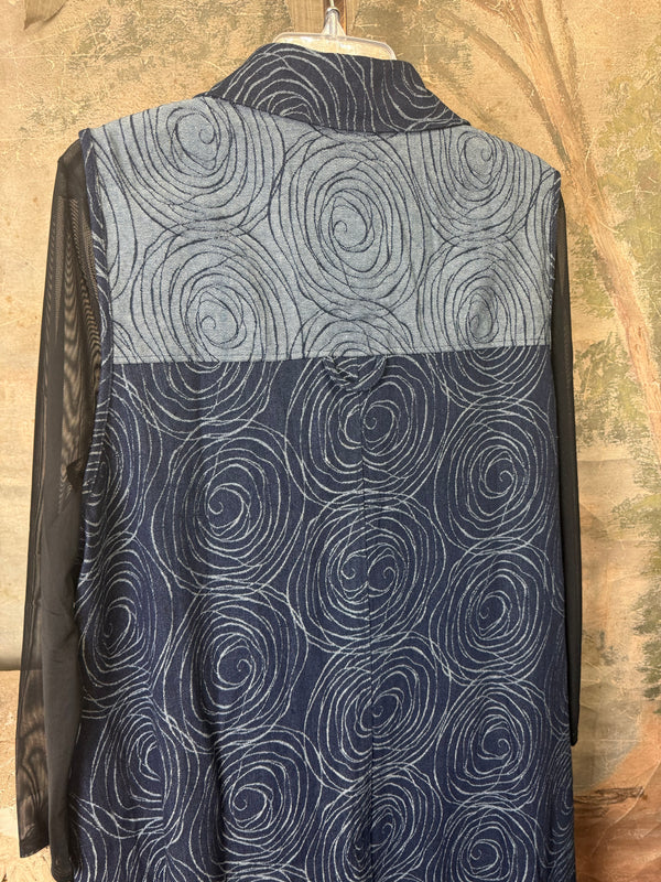 0709 Pleated Vest Denim Duster