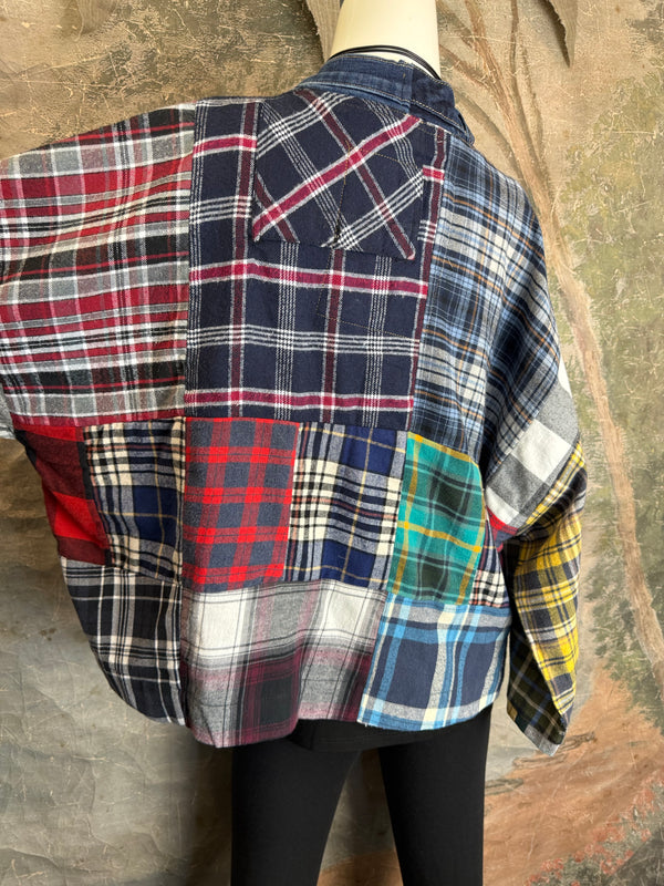 5572-Short Flannel Patchwork Duster-C