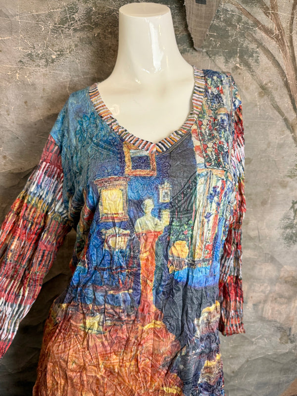 25603 Crinkle Tunic Top-Rust