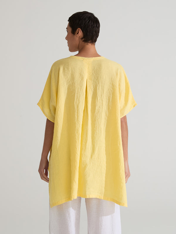 6039 O'Size Linen Pleated Tunic-Clay