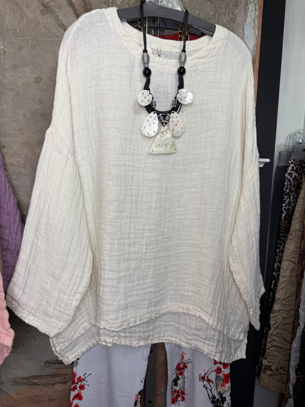 PW8815 We The Free Pucker Tunic-Lilly White