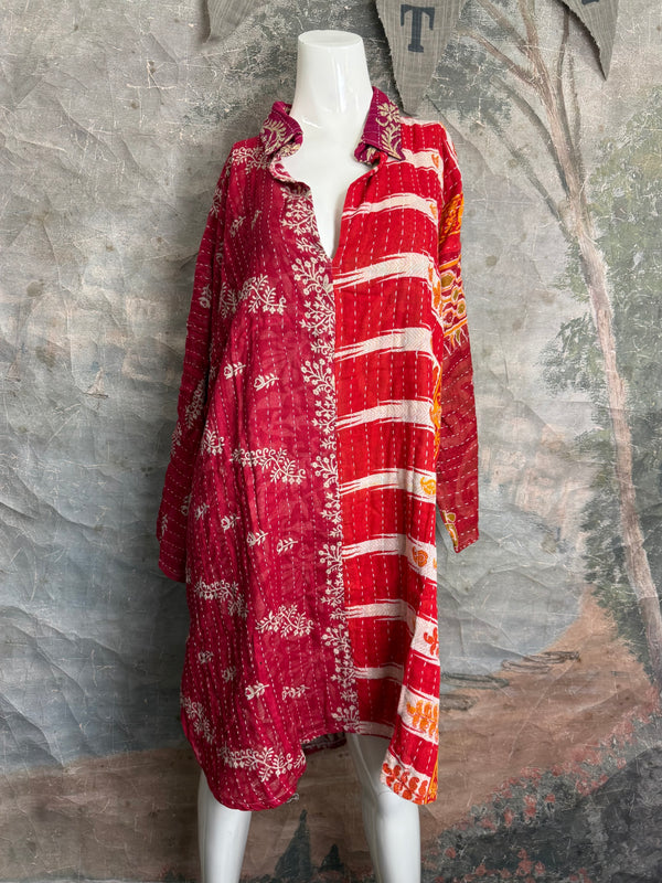 1013w Long Kurta Shirt Dress-Hazel