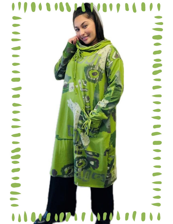 91968 Abstract Sweatshirt Dress-Kiwi