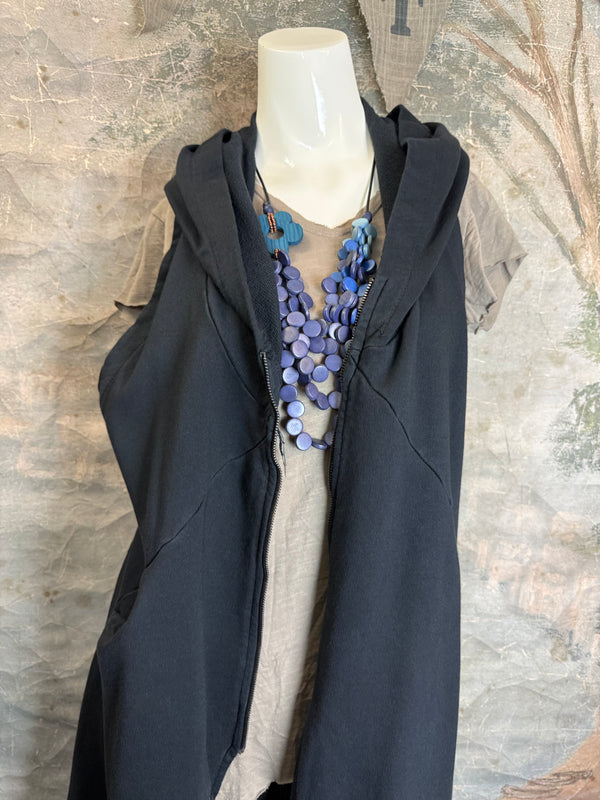 2626AU Zip Hoodie Vest-Black