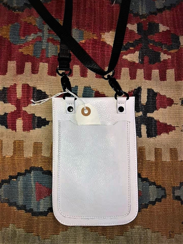 0045 Leather Cell Crossbody bag-White