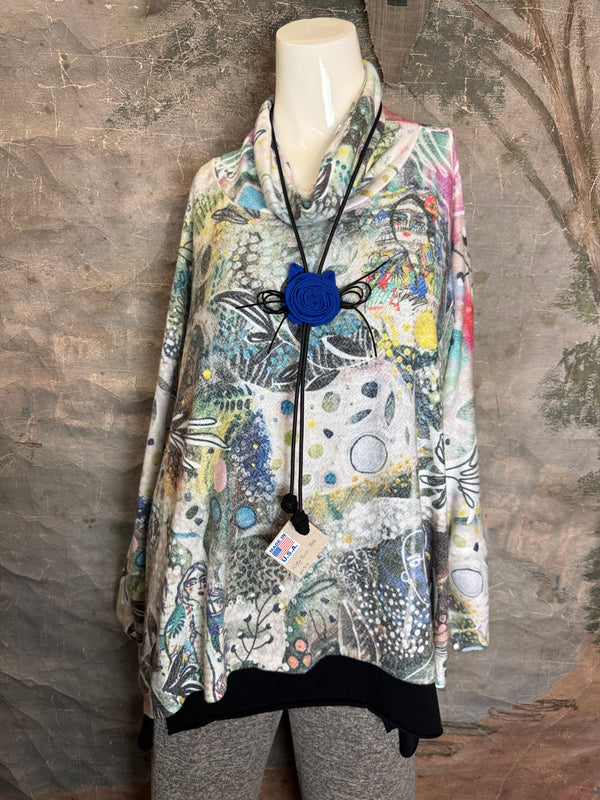 T1056 Cowlneck Pullover-Blooming