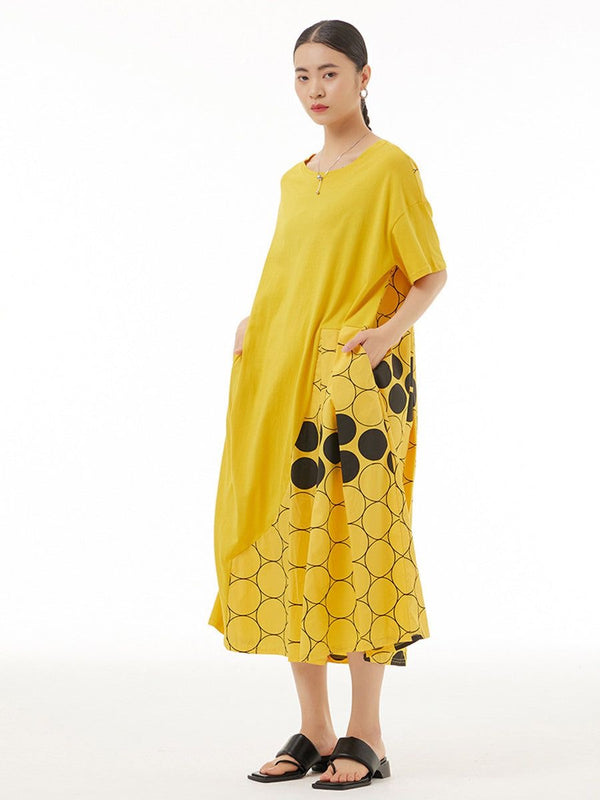 0662 VC Polka Dot Dress-Black/Yellow