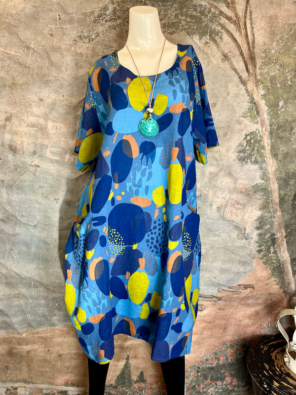 90847 Watercolor Paint Dress-Periwinkle