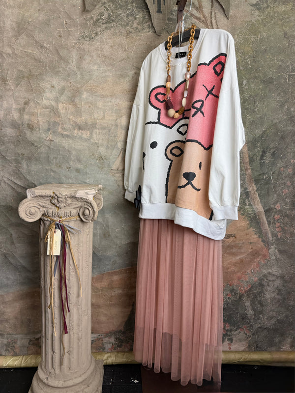 TF-5737 Teddy Gals W/Bow Sweatshirt Tee