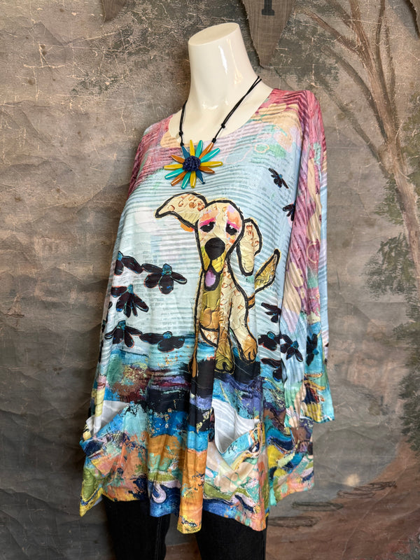 T1514 Long Slv Dolman Top/Tunic-Ozzy The Dog!