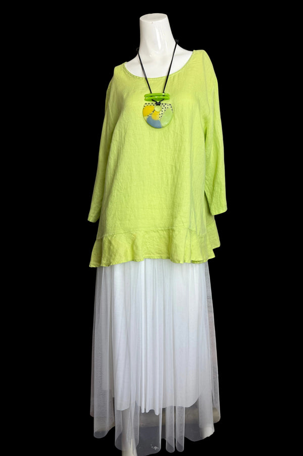 MP-HLT561 Ruffle Hem Top-Kiwi