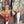 Load image into Gallery viewer, D541 waffle knit cowlneck dress featuring vibrant abstract fruit and geometric mixed print, draped on mannequin - 31
