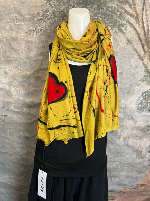 HHE6800 Heart Motif Scarf-Mustard