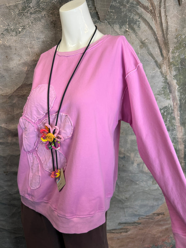 A2995202 L/Slv Flower Sweatshirt-Orchid