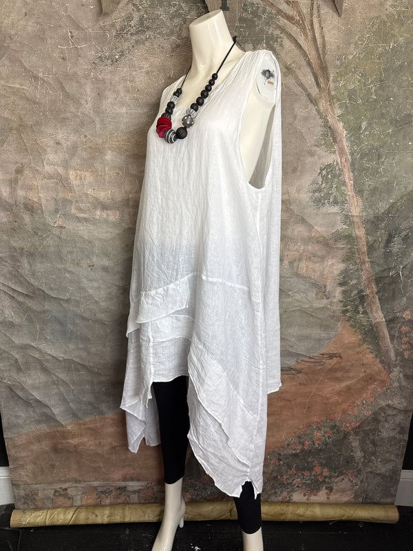 751 Artistry Layered Tank Dress-White