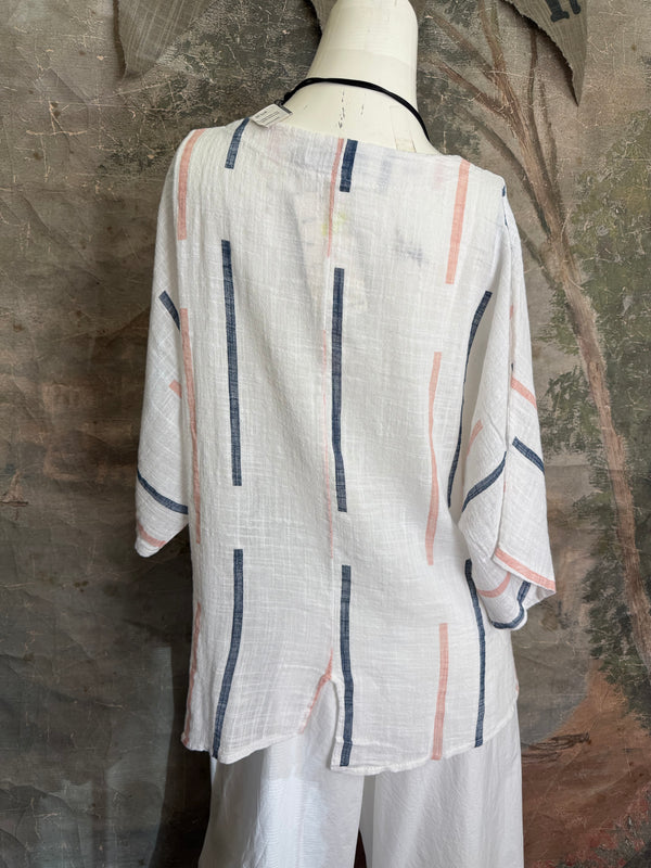 6653S Stripe Top-White
