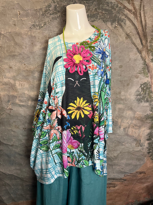 T1369K White Knit Whimsy Top-Misty Bloom