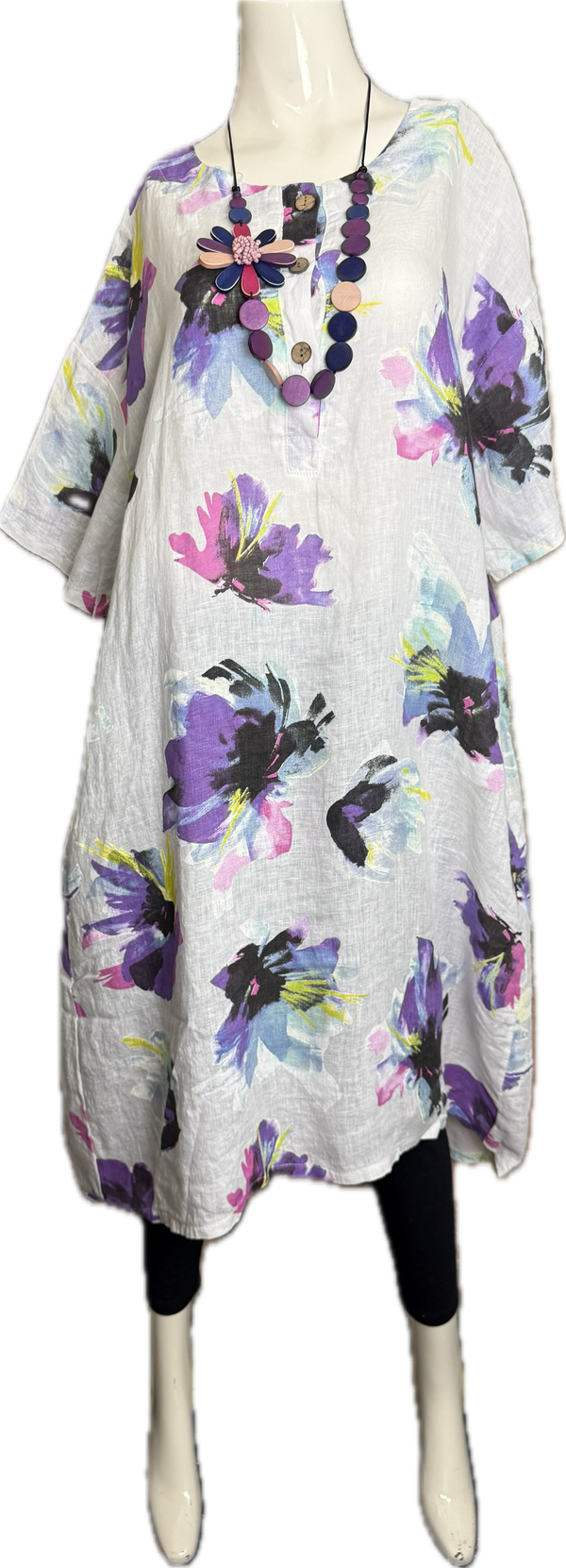 91877-52 Artful Bloom Dress-White