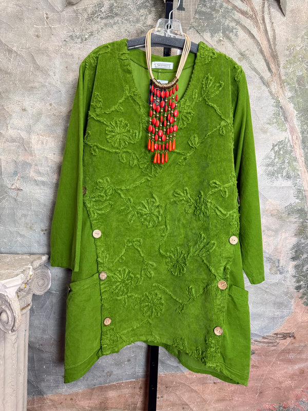 91983A-62 Buttoned Stitch Tunic-Kiwi