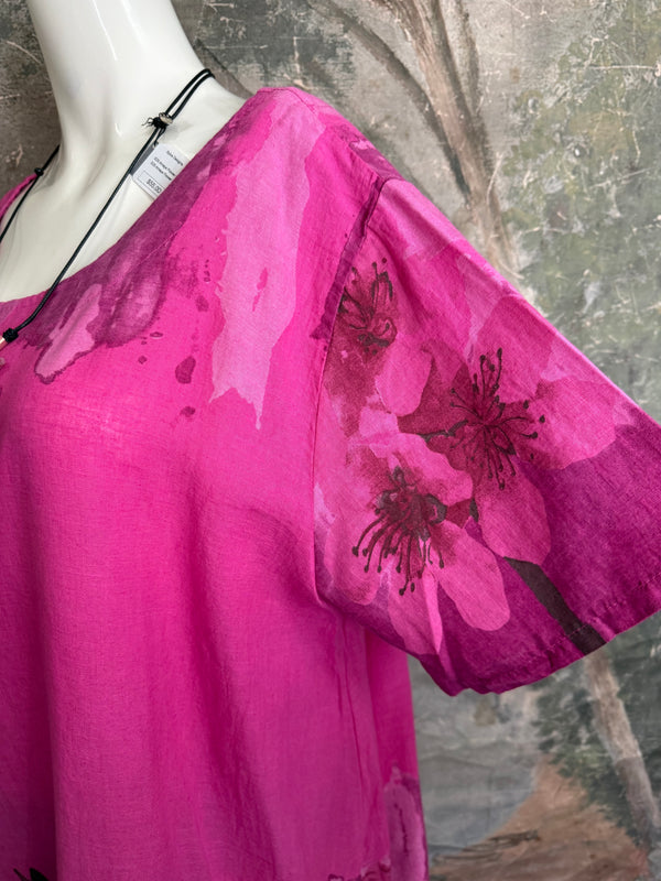 90847B Painters Garden Dress-Fuchsia