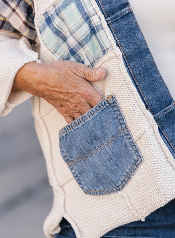 5568 Jack & Jill Sweater Cardi-Plaid Mix 3