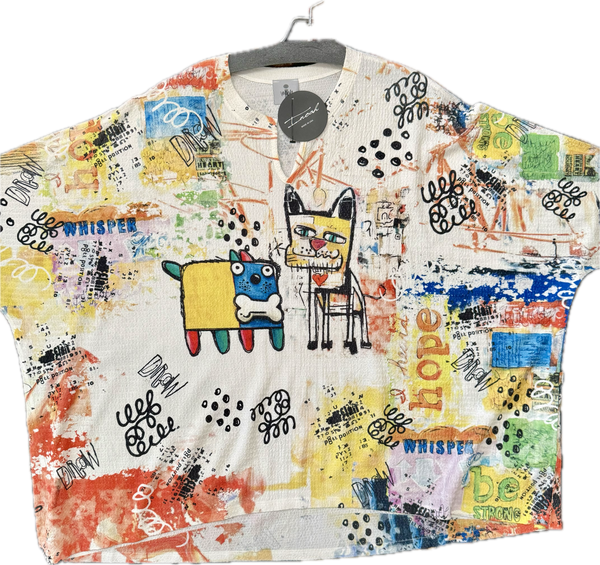 T1029YO Vneck Pullover Top-Bones & Hearty