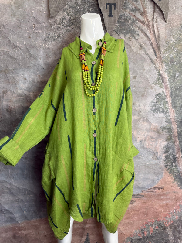 91750S Stripe Big Shirt-KIWI