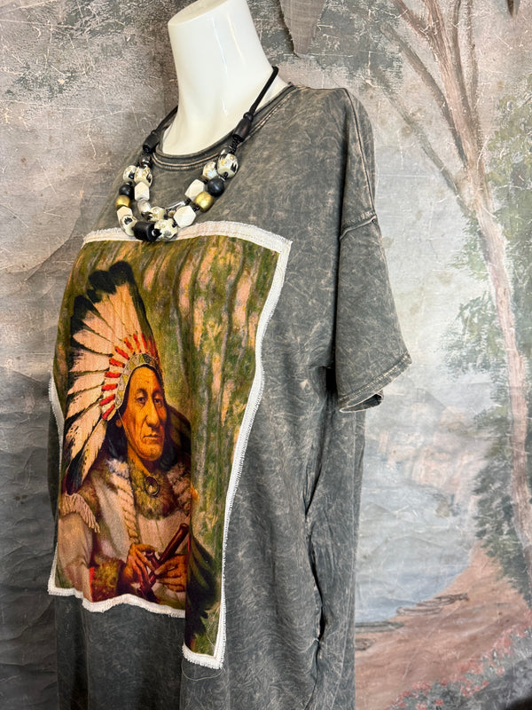 T839 Short Sleeve T-Shirt Dress-Hunter/Indian