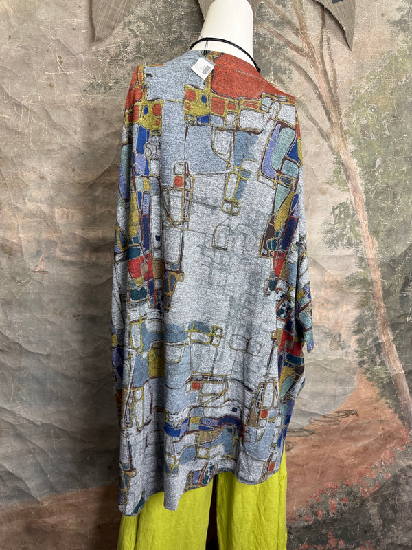 T721T Oversized Dolman Slv Top-Mapped In Color