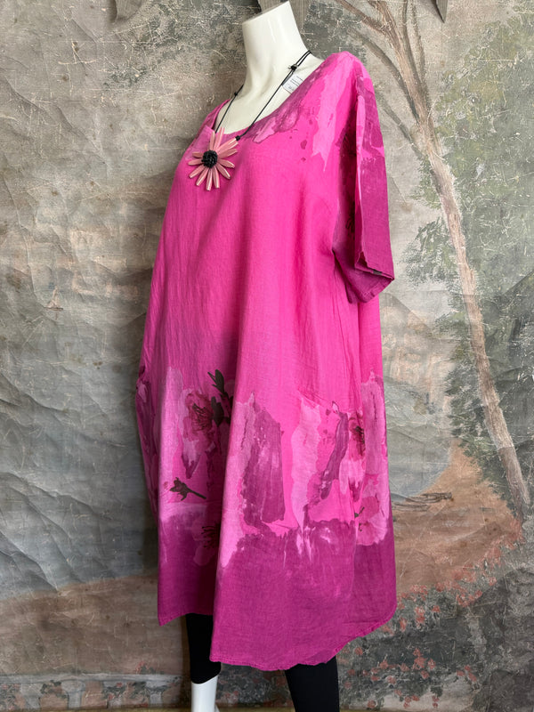 90847B Painters Garden Dress-Fuchsia